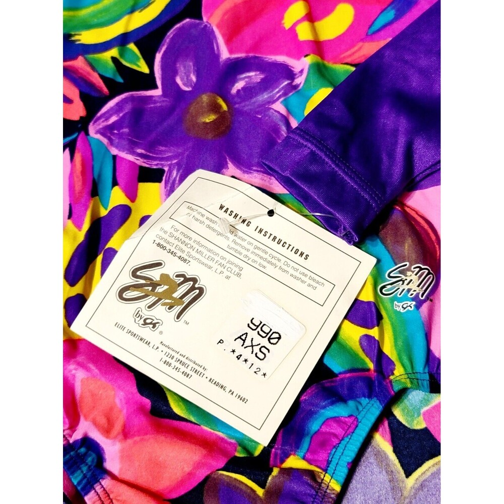 Shannon Miller GK VTG 90s Keyhole Floral Leotard Long Sleeve Purple AXS Adult XS - Picture 13 of 13